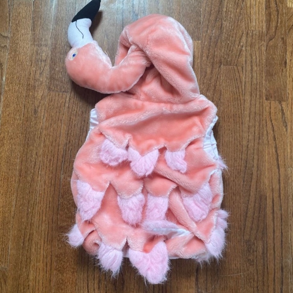 Vintage Celebration Halloween Costume Flamingo Fluffy Pink Girls Kids 12-24 mo